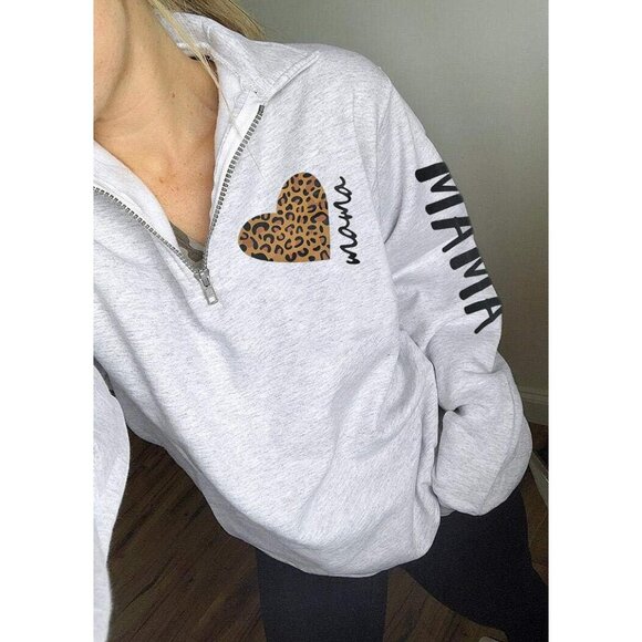 Women's Cotton Blended Sweater Long Sleeve Zipper High Collar Tunic Top - Picture 2 of 2